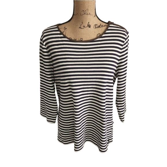 Talbots blue and white striped faux leather zippered detail size‎ XL - Picture 1 of 5